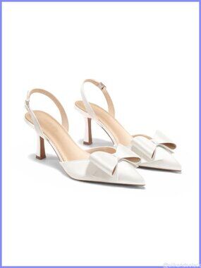 Satin Kitten Heel Slingback Pumps Bow D'Orsay Wedding Dress Shoes